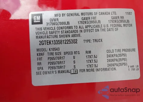 2008 GMC Sierra 1500 Slt z USA, uszkodzony, nr VIN 2GTEK133581225302